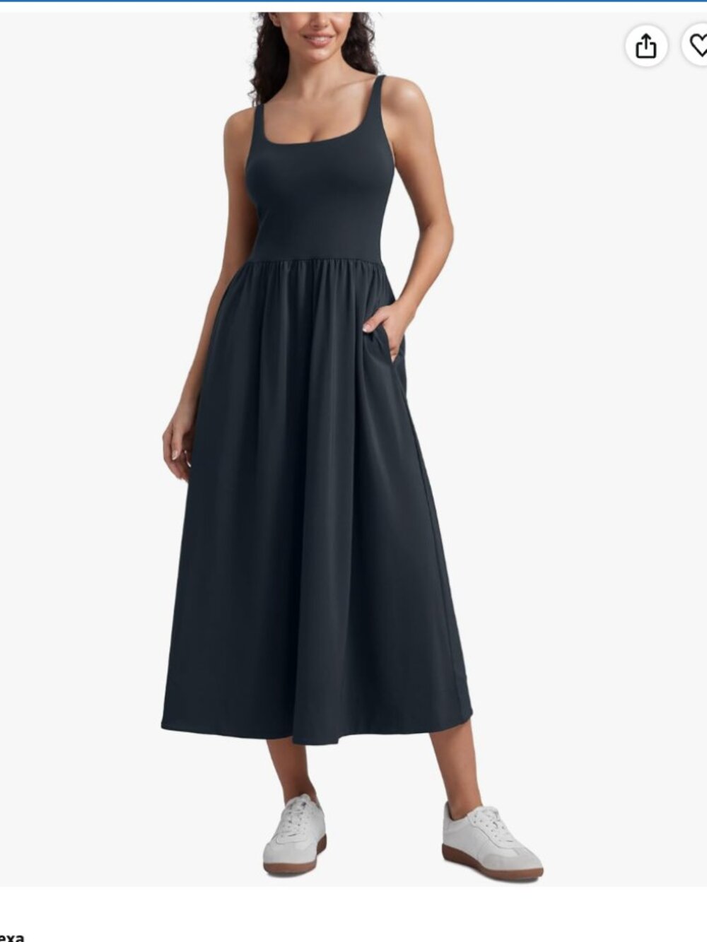 CRZ YOGA Square Neck Maxi Casual Dress True Navy Small